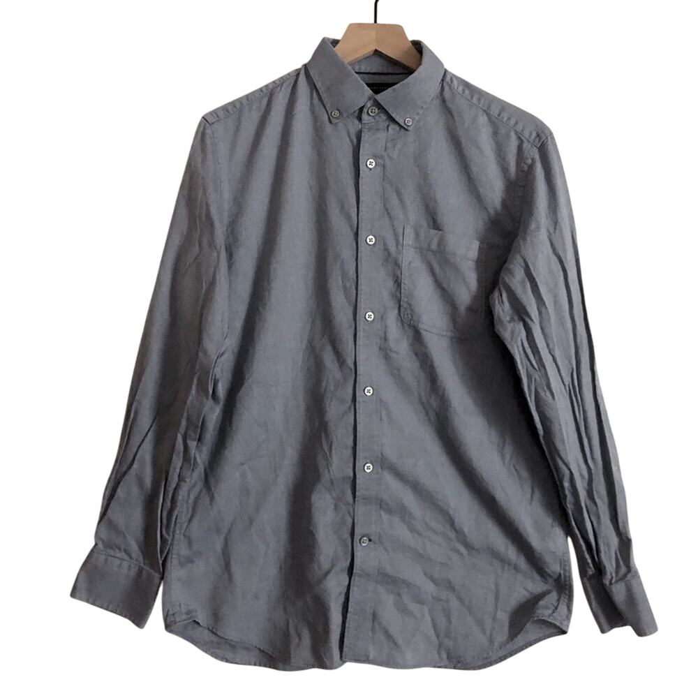 Banana Republic Men's 100s Cotton Blue Gray Elbow Pads Button Down Shirt Medium